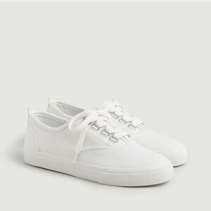 J. Crew Women's Bright White Recycled Canvas Sneakers 7